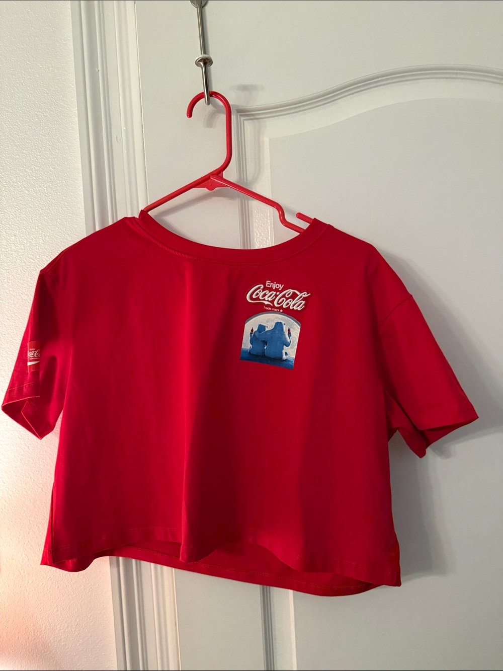 Coca Cola Red Kids Cropped Graphic Tee with Polar Bear